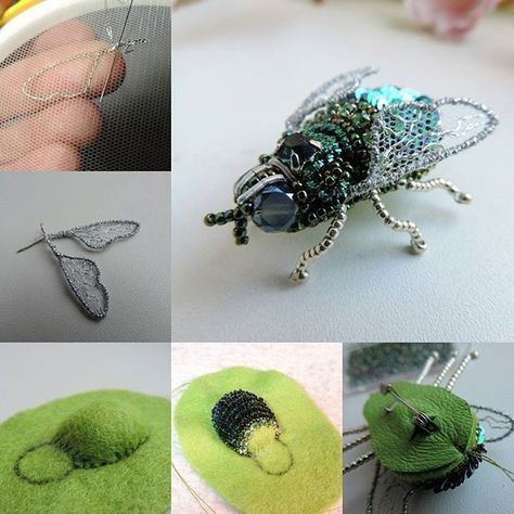 Gold Work Embroidery, Beaded Spiders, Diy Bead Embroidery, Beadwork Embroidery, Brooch Diy, Insect Jewelry, Bead Embroidery Jewelry, Embroidery Jewelry, Beaded Animals