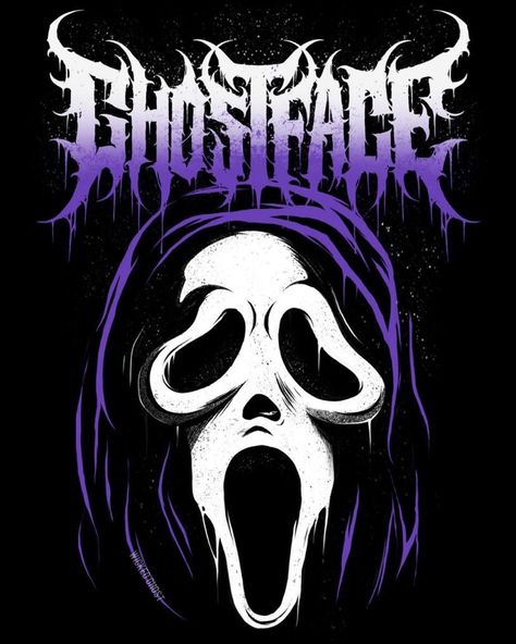 Wicked Ghost on Instagram: “Memorial Day sale💜 Get 15% off today ONLY with code “MDGHOST” at checkout. • Updates: Last round of preorders have been packaged and are…” Ghostface Art, Arte Heavy Metal, Horror Room, Ghostface Scream, Horror Pictures, Glitch Wallpaper, Memorial Day Sale, Spooky Tattoos, Scream Movie