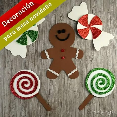 Christmas Diy Kids, Gingerbread Crafts, Diy Christmas Tree Ornaments, Desk Decorations, Gingerbread Decorations, Candy Decorations, Xmas Diy, Candy Christmas Decorations, Christmas Classroom