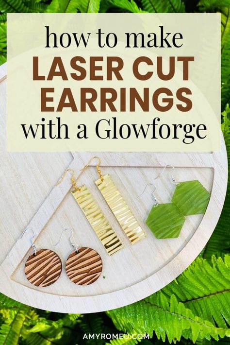 Wood Earrings Diy How To Make, Glowforge Jewelry Projects, Acrylic Laser Cut Earrings, How To Make Acrylic Earrings, Glowforge Aura, Glowforge Earrings, Acrylic Earrings Laser Cut, Forge Ideas, Bracelet Making Tutorial