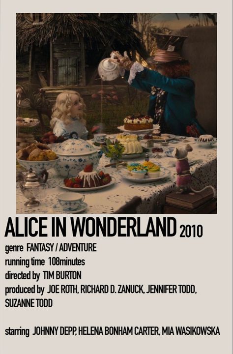 Alice In Wonderland Film, Funky Posters, Alice In Wonderland 2010, Alice In Wonderland Poster, Mia Wasikowska, Film Cover, Polaroid Posters, Polaroid Poster, Bonham Carter