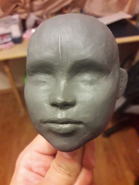 Human Face Sculpture, Clay Heads Sculpture, How To Make A Person Out Of Clay, Air Dry Clay Face Sculpture, How To Sculpt A Face, Clay Face Sculpture Sculpting Tutorials, Face Sculpting Clay, Sculpting Faces Clay, Sculpting A Face