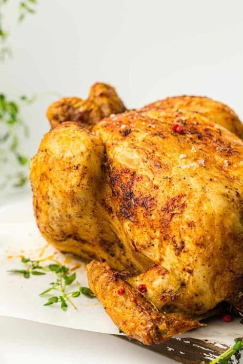 Best Air Fryer Whole Chicken Recipe (Super Easy!) Whole Air Fryer Chicken, Whole Chicken In Air Fryer Recipes, Chicken In Air Fryer Recipes, Whole Chicken In Air Fryer, Air Fryer Whole Chicken Recipe, Air Fryer Whole Chicken, Chicken In Air Fryer, Whole Chicken Recipe, Whole Chicken Recipes