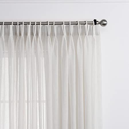 Long Window Curtains, Semi Sheer Curtains, Pleated Drapery, Window Sheers, White Sheer Curtains, Pinch Pleat Curtains, Hotel Office, Sheer Curtain Panels, Drape Panel