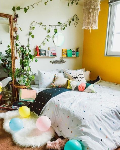 These 10 Yellow Bedroom Ideas Are Cheerfully Bright | Hunker Yellow Teen Bedroom, Yellow Walls Bedroom Ideas, Green And Yellow Bedroom, Cheerful Bedroom, Roses Bedroom, Sunflower Bedroom, Peach Bedroom, Small Den, Cloud House