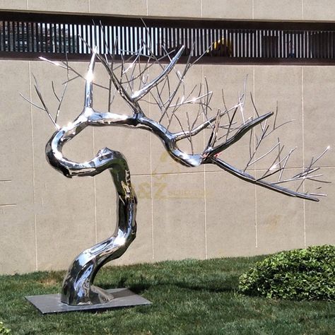 Steel Tree Sculpture, Metal Trees, Metal Tree Sculpture, Scrap Sculpture, Mirror Abstract, Rose Sculpture, Chinese Ink Painting, Tree Statues, Sculpture Design