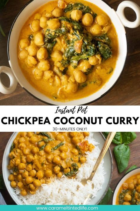 Indian Chickpea Curry, Curry Chickpeas, Coconut Curry Recipe, Coconut Curry Recipes, Chickpea Curry Recipe, Chickpea Coconut Curry, Vegan Instant Pot Recipes, Indian Recipes Authentic, Beginner Recipes