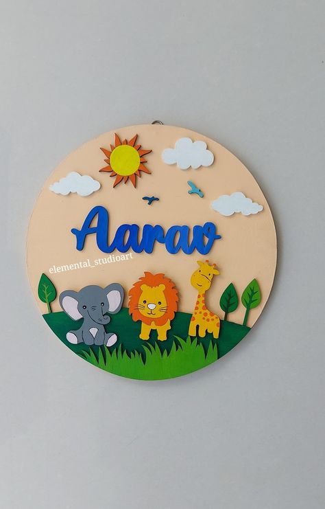 Clay Art Name Plate, Newborn Crafts, Preschool Graduation Gifts, Wooden Name Plates, Mother Earth Art, Plate Drawing, Door Name Plates, Birthday Return Gifts, Handmade Bookmarks Diy