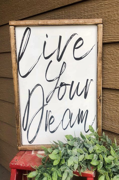 Love Wood Sign, Wall Decor Farmhouse, Urban Farmhouse, Live Your Dream, Bedroom Signs, Inspirational Signs, Boho Farmhouse, Wood Frame Sign, Sign Ideas