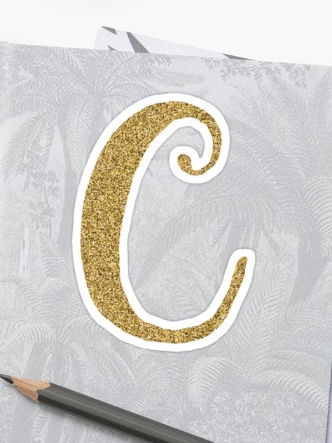 Bday Decor, Gold C, Letter C, Letter S, Glossier Stickers, Transparent Stickers, Gold Glitter, Sticker Design, Vinyl Sticker