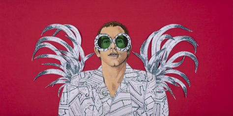 Elton John by Jane Sanders. Elton John Posters, Elton John Album Covers, Elton John Glasses, Marc Bolan, Album Cover Art, Art Club, Elton John, Kurt Cobain, Music Stuff