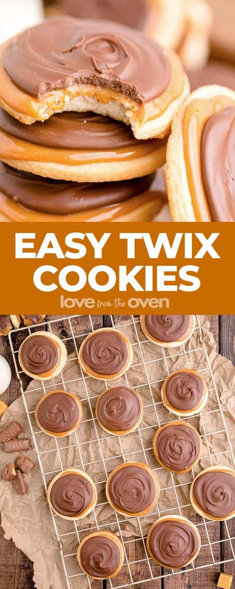 Twix Cookies • Love From The Oven Sausage Cream Cheese Crescents, Caramel Cakes, Sausage Cream Cheese, Cookies Love, Love From The Oven, Cut Out Cookie Recipe, Twix Cookies, Frozen Cookies, Classic Candy