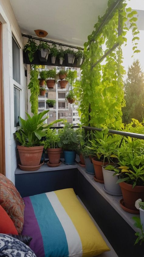 Transform your apartment balcony into a stylish oasis with these small space-friendly ideas Explore apartment garden DIY designs and aesthetic inspirations for your balcony decor Get inspired with terrace and herb decor ideas for a cozy outdoor retreat Apartment Balcony Garden Aesthetic, Cat Patio Apartment Balconies, Small Balcony Decor Rain Proof, Tiny Balcony Garden, Balcony Garden Ideas Apartment, Balcony Garden Ideas Indian, Indian Apartment Balcony Garden, Tiny Balcony, Plant Party