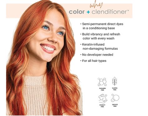 Keracolor Clenditioner Hair Dye - Semi Permanent Hair Color Depositing Conditioner, Cruelty-free, 20 Colors Keracolor Clenditioner, Copper Hair Dye, Color Depositing Conditioner, Semi Permanent Hair Color, Highlights Brown Hair, Copper Hair, Permanent Hair Color, Rosehip Oil, Silky Hair