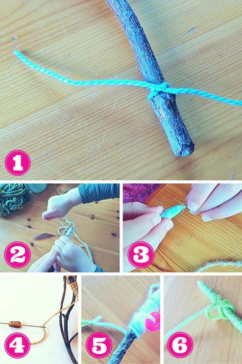 Yarn Crafts For Kids, Wrapped Sticks, Easy Yarn Crafts, Strong Knots, Twig Art, Shelf Stand, Stick Crafts, Diy Yarn Crafts, Yarn Craft