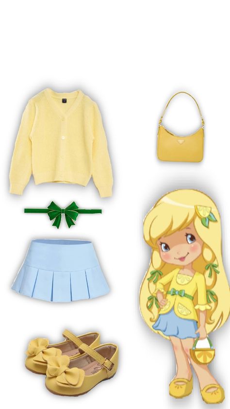 Lemon Meringue From Strawberry Shortcake, Lemon Drop Strawberry Shortcake Costume, Lemon Marange Costume, Lemon From Strawberry Shortcake, Strawberry Shortcake Character Costumes, Strawberry Shortcake Characters Outfits, Lemon Meringue Character, Lottie Costume, Strawberry Shortcake Characters Costumes