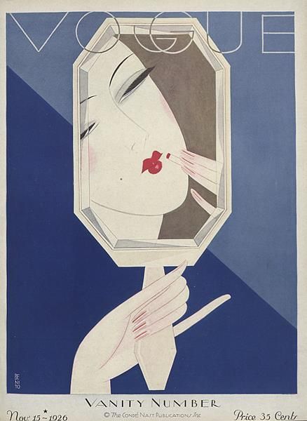 Art Deco Vogue, Holding A Mirror, Vogue Illustrations, Vintage Vogue Covers, Vogue Vintage, Fun Images, Vogue Magazine Covers, Vogue Archive, Poster Photography