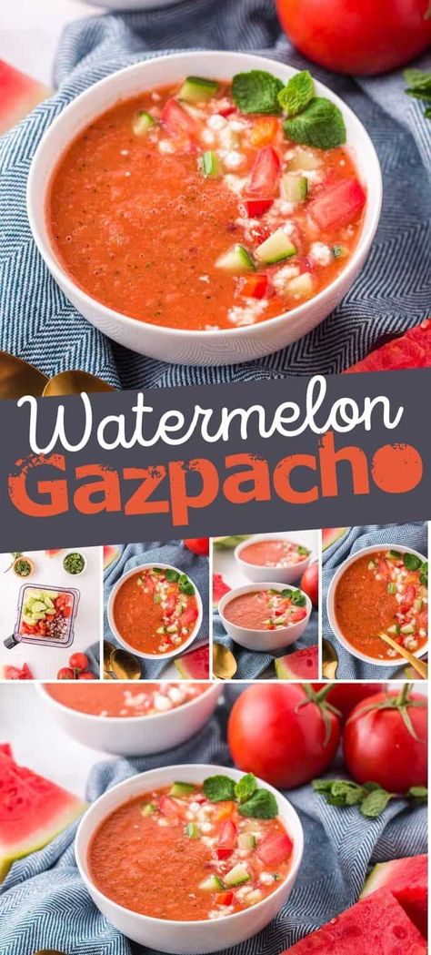 Watermelon Gazpacho Recipe, Chilled Soups, Watermelon Soup, Cold Soup Recipes, Gazpacho Recipe, Acorn Squash Recipes, Farmers Market Recipes, Watermelon Gazpacho, Best Soup Recipes