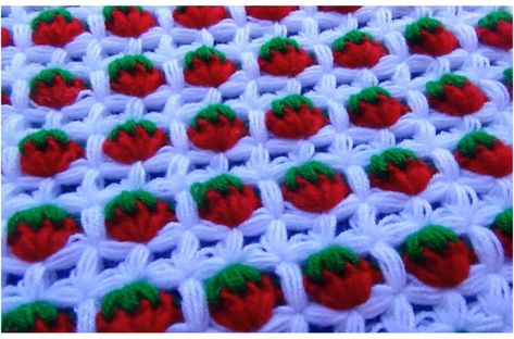 Crochet Strawberry Stitch - Crochet Ideas Crochet Strawberry Stitch, Strawberry Stitch, Strawberry Crochet, Dorset Buttons, Crochet Strawberry, Bath Gift Set, Absolutely Fabulous, How To Make Pillows, New Project