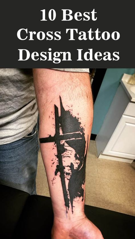 Cross Foot Tattoo, Cross Sleeve Tattoo Men, Cross Tattoo Cover Up Ideas, Cross Cover Up Tattoo Ideas, Men Cross Tattoos, 3 Cross Tattoos For Men, Tattoo Cover Up Ideas For Men, Forearm Cross Tattoo Men, Cross Tattoos Men