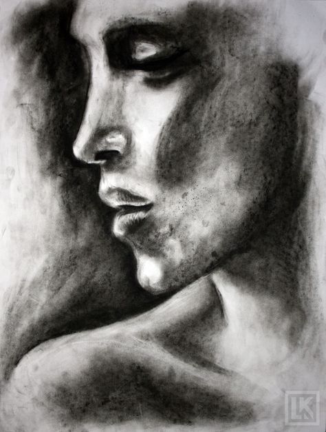 Easy Charcoal Drawings, Charcoal Drawing Ideas, Charcoal Sketches, Charcoal Picture, Charcoal Artwork, Surrealism Drawing, Drawing Examples, Beginner Art, Charcoal Portraits