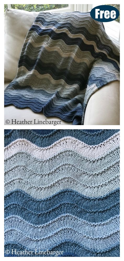 Pescadero Waves Blanket Free Knitting Pattern #Startknittingfreepattern #babyblanketpattern #easyknittingpatterns Wave Blanket Knitting Pattern, Knit Waves Pattern, Wave Knitting Pattern Free, Knitted Waves Pattern, Free Knit Blankets, Knitting Waves Pattern, Knit Wave Pattern, Knitting Chevron Pattern, Free Knitting Afghan Patterns