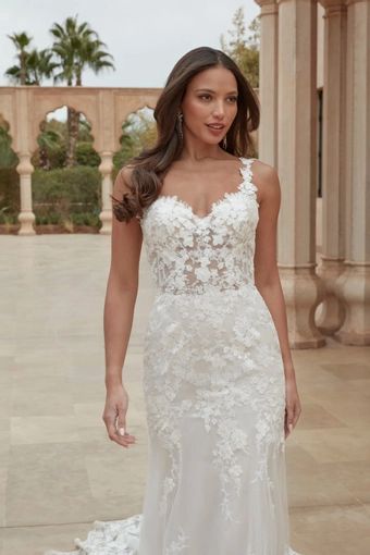 Sincerity Bridal by Justin Alexander - 44439 | Adore Bridal Madi Lane Bridal, Randy Fenoli, Madi Lane, Sincerity Bridal, Wedding Dress Designers, Central Illinois, Justin Alexander, Lace Straps, Chapel Train