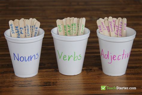 9 Clever and Creative Ways to Use Paddle Pop Sticks in the Classroom | Teach Starter Nouns Verbs Adjectives Activities, Verbs And Adjectives, Adjectives Activities, Verbs Activities, Paddle Pop, Learning Sight Words, Nouns Verbs Adjectives, Pop Stick, Nouns And Verbs