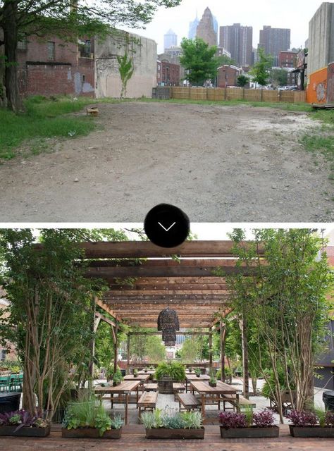 Before  After: South Street Philadelphia Pop-Up Garden | Design*Sponge | Bloglovin’ Food Truck Garden, Beer Garden Design, Beer Garden Ideas, Cosy Garden, Wooden Cafe, Outdoor Restaurant Patio, Mc Ideas, Outdoor Restaurant Design, Coffee Style