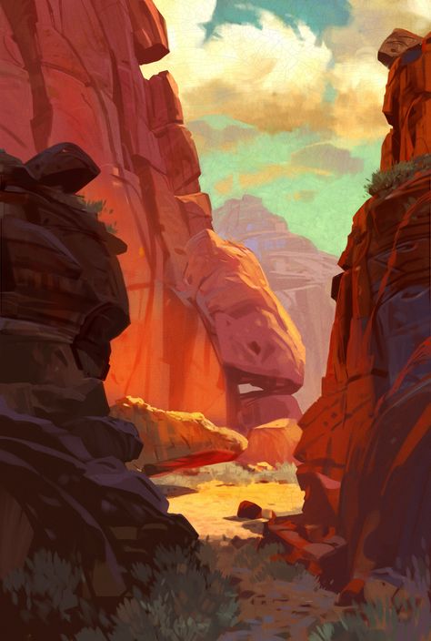 KidShannon: JIM MADSEN Desert Concept Art Landscapes, Desert Environment Concept Art, Concept Art Desert, Desert Concept Art, Desert Environment, Wilde Westen, Landscape Concept, Matte Painting, Animation Background