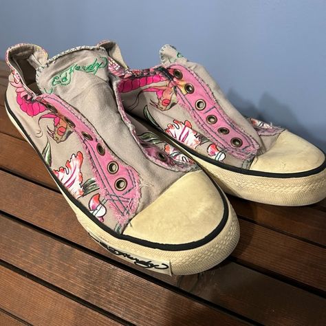 Ed Hardy Women’s Slip Ons Ed Hardy Sneakers, Ed Hardy Shoes, Ed Hardy Y2k, Vintage Ed Hardy, Women's Slip On Shoes, Ed Hardy, Saucony Sneaker, Slip Ons, On Shoes