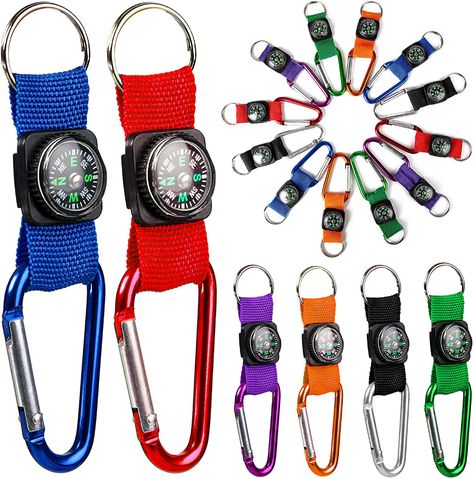 PROLOSO Colorful Carabiner Compass Keychain Belt Clips Kids Toys Prizes Outdoors Adventure Party Favors 20 Pcs : Toys & Games Zipline Birthday Party, Explorer Party, Camping Theme Birthday Party, Compass Wedding, Camping Theme Birthday, Compass Keychain, Jungle Theme Parties, Adventure Party, Pirate Games