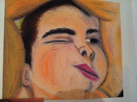 Distortion by squishing the face against a glass window. I used oil pastels… Face Against Window, Parisian Hat, Used Oil, Wallpapers Posters, Face Face, Smosh, Oil Pastels, Persian Cat, Glass Painting