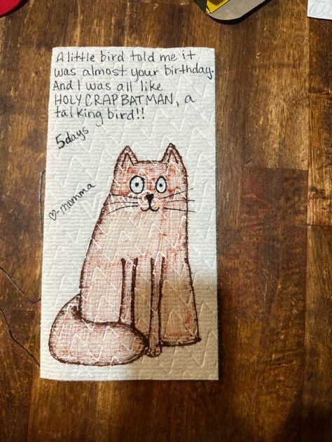 Kids lunchbox napkin doodle cat birthday Kids Lunch Box Notes, Lunch Notes, Lunch Box Notes, Kids Lunchbox, Cat Birthday, Little Bird, Lunch Box, Napkins, Batman