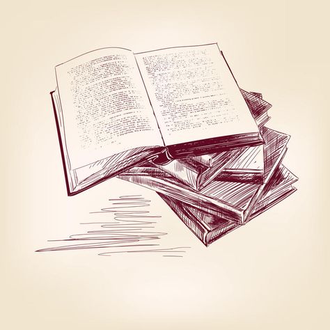 Vintage old books hand drawn vector illustration Open Book Illustration, Books Open, Realistic Sketch, Pile Of Books, Hand Drawn Vector Illustrations, Book Drawing, Hand Drawn Vector, Open Book, Old Books