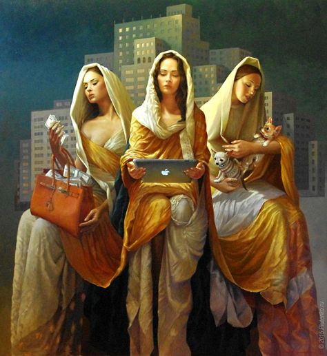 Stanislav Plutenko :: Young contemporary women no longer interested in men And children? Arte Alien, Vivid Dreams, Three Women, Contemporary Art Painting, Art Parody, Three Graces, Russian Artists, Art Memes, Fine Art Gallery