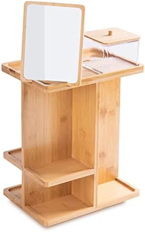 360° Bamboo Makeup Organizer and Storage, Rotating Skincare Organizers Cosmetic Storage for Vanity, Desk, Bathroom, Countertop Vanity, Kitchen Bamboo Makeup Organizer, Boho Skincare, Wood Makeup Organizer, Bamboo Makeup, Hair Tool Organizer, Cosmetic Display, Bathroom Countertop, Skincare Organization, Clever Storage Solutions