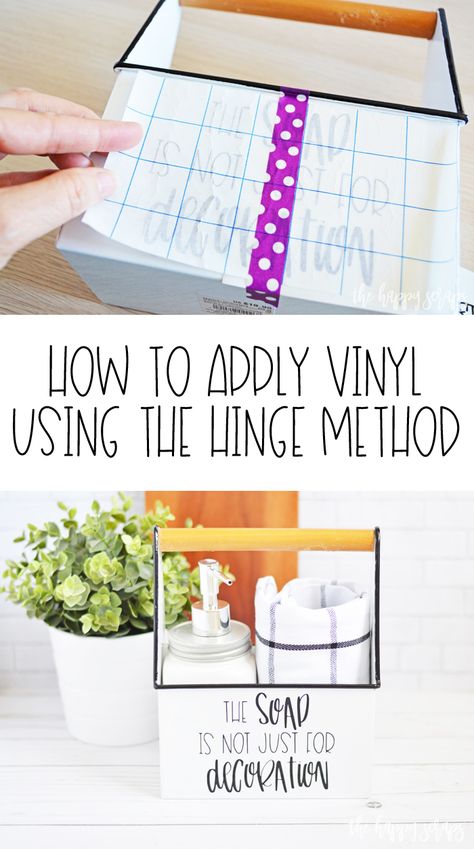 Learn How to Apply Vinyl Using the Hinge Method with this tutorial. You'll save time and frustration using these tips and tricks. Vinyl Tips And Tricks, Circuit Machine, Basic Tool Kit, Vinyl Board, Cricut Hacks, Expressions Vinyl, Cricut Cuttlebug, Cricut Tips, Cricut Machine