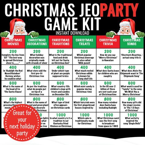 Christmas Jeopardy Game, Christmas Game Night, Winner Certificate, Christmas Jeopardy, Christmas Party Activities, Jeopardy Game, Game Office, Xmas Games, Fun Christmas Party Games