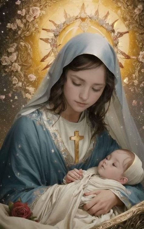 Roman Catholic Art, Mother Of Christ, Mother Mary Pictures, Blessed Mother Statue, Mother Mary Images, Blessed Mary, Catholic Pictures, Images Of Mary, Religious Pictures