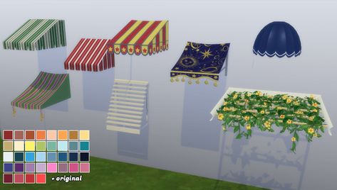 Mod The Sims - Awnings - TS1 to TS4 Sims 4 Restaurant, Sims 2 Games, Metal Awning, Juicing With A Blender, Siding Materials, Sims 1, Sims 4 Build, Sims 4 Game, Sims 4 Houses