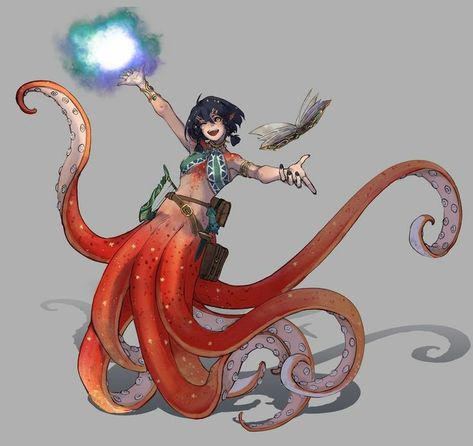 Octopus Mermaid, Mermaid Drawings, Mermaids And Mermen, Fantasy Creatures Art, Mermaid Art, Tabletop Rpg, Character Creation, Creature Design, Creature Art