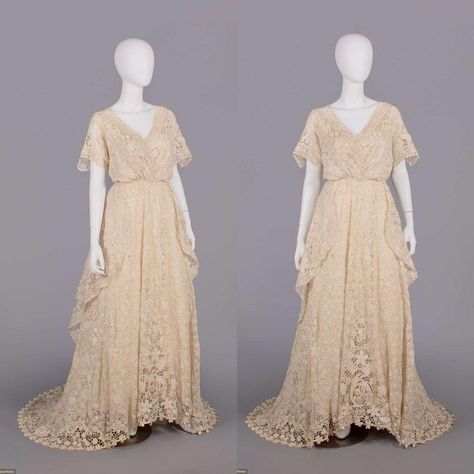 EXCEPTIONAL IRISH CROCHET TEA GOWN, c. 1912 🎉 Up for online auction December 6th, 2023 @ 11AM ❄️Holiday Vintage & Couture Sale ❄️ Bellows … | Instagram 1900’s Fashion, 1900s Dress, Tea Gown, 1910s Fashion, Irish Crochet Dress, Edwardian Dress, Irish Lace Crochet, Antique Dress, Antique Clothing