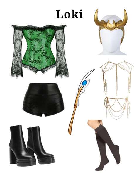 Loki Halloween Costume for Women Loki Outfit Female, Green Corset Halloween Costume, Hulk Costume For Women, Green Corset Costume, Thor And Loki Costumes Female, Loki Halloween Costume Women, Loki Costume Female, Marvel Costumes For Women, Loki Halloween Costume