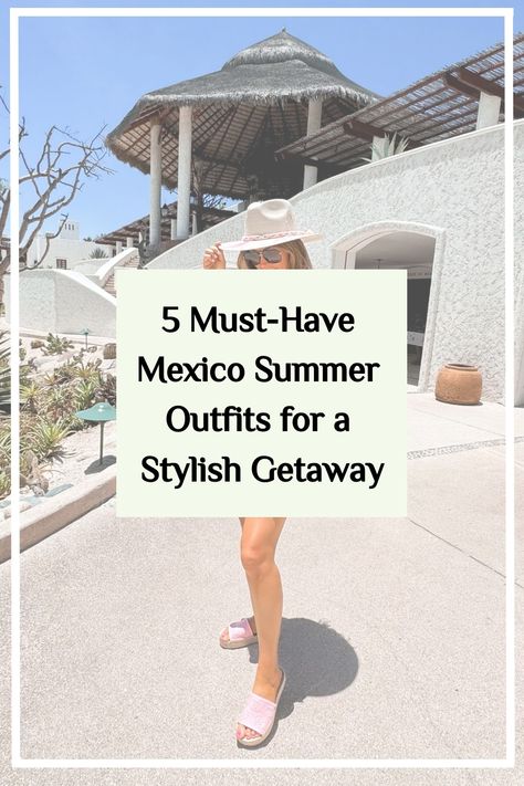 The person is wearing a colorful floral dress, pink slide sandals, and a white hat. Mexican Resort Outfits, What To Wear To Mexico, Mexico Street Style, Mexico Summer Outfits, Mexico Travel Outfit, Mexico Summer, Casual White Sneakers, Colorful Romper, Outfits For Mexico