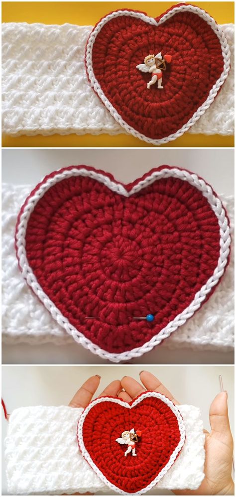 Crochet Heart Headband, Diy Crochet Headband, Heart Headband, Crochet Twist, Winter Headbands, Crochet Ear Warmer, Crochet Headband Pattern, Bag Crochet, Crochet Winter