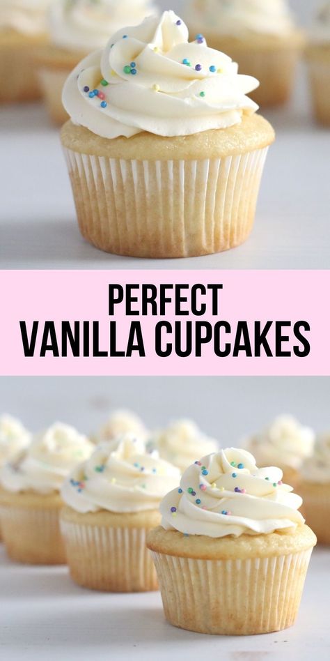 Mm Cupcakes, Easy Vanilla Cupcake Recipe, Homemade Vanilla Cupcakes, Vanilla Cupcakes Recipe, Perfect Cupcakes, Homemade Cupcake Recipes, Easy Vanilla Cupcakes, Bolo Chiffon, Moist Vanilla Cupcakes