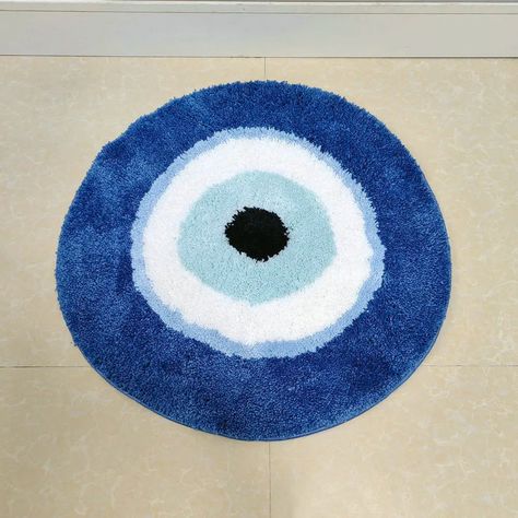 Evil Eye Mat $53.7 bit.ly/3hCYQMU Room Halloween Decor, Living Room Halloween, Living Room Halloween Decor, Tufted Carpet, Decor Pad, Carpet Bedroom, Bathroom Floor Mat, Evil Eyes, Circle Rug