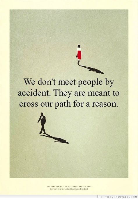 We don't meet people by accident. They are meant to cross our path for a reason. Fina Ord, E Card, For A Reason, Quotable Quotes, A Quote, Meeting People, The Words, Great Quotes, Beautiful Words