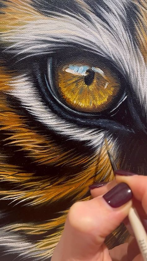 Sarah Stribbling | Wildlife conservation artist | Managed to finish this small 8x10” close up of a Tiger eye today! #tiger #realism #oilpainting #arty #artsy #wildlifeart #contemporaryart | Instagram Tiger Eye Painting Acrylic, Tiger Eye Painting, Big Cats Photography, Tiger Eyes, Cats Photography, Eye Painting, Colored Pencil Drawing, Cat Photography, A Tiger